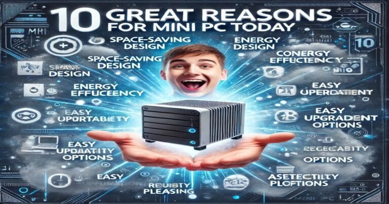 Young adult holding a Mini PC with knowledge of 10 great reasons for mini pcs today.