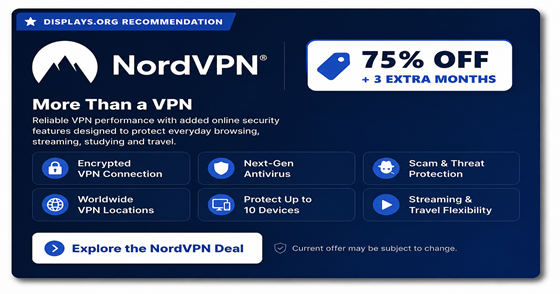 NordVPN recommendation featuring VPN security, worldwide server locations, streaming flexibility and online protection